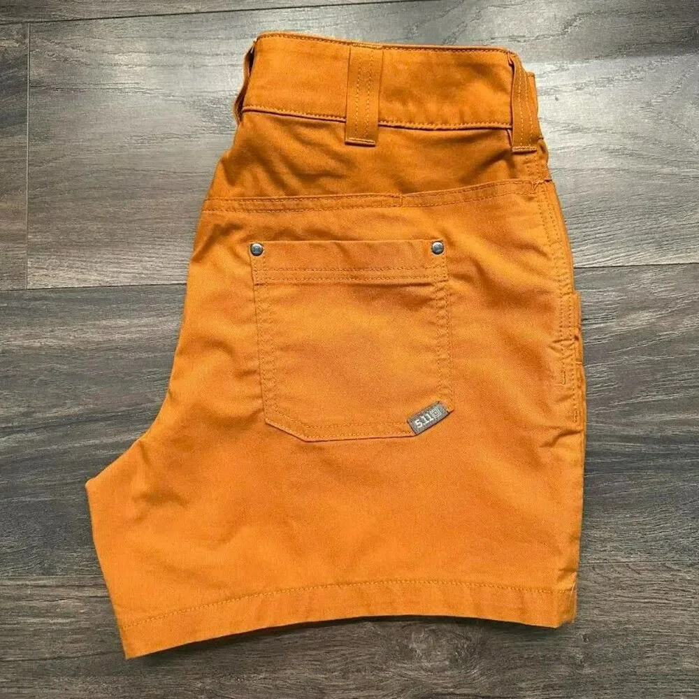 5.11 Tactical Shauna Shorts Orange 6-Pocket Bottoms Stretchy Size 4 High Rise - Picture 7 of 7